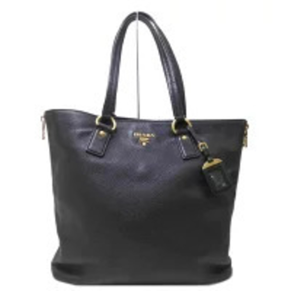 Prada Vitello Daino leather shopping tote Black